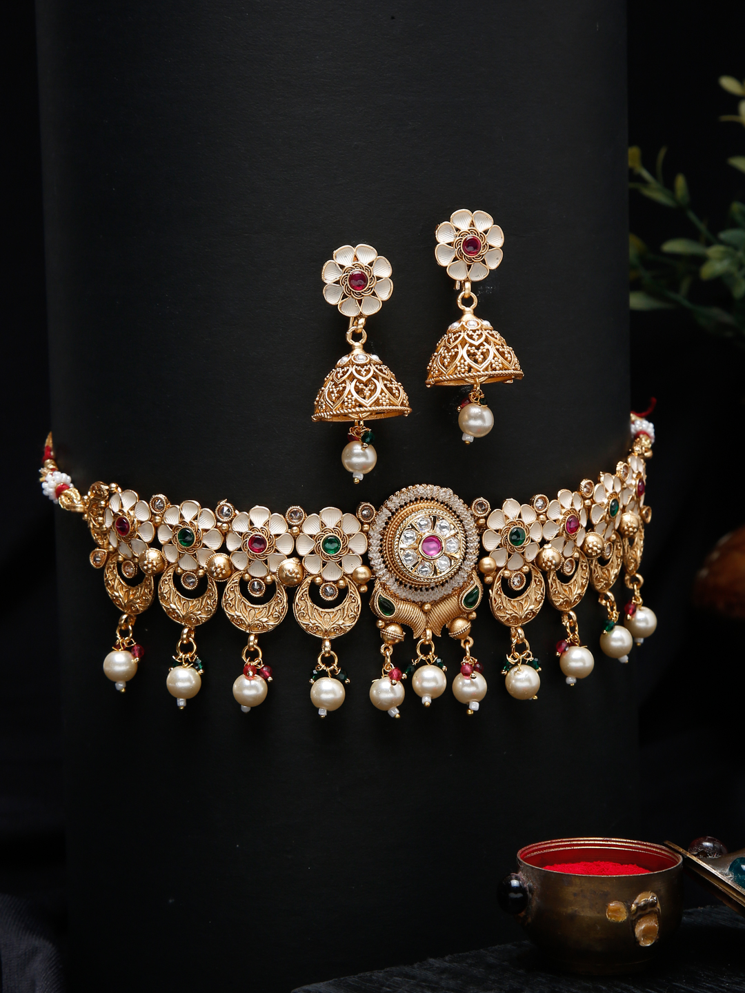 YouBella Jewellery Celebrity Inspired Gold Plated Necklace Jewellery Set for Girls and Women